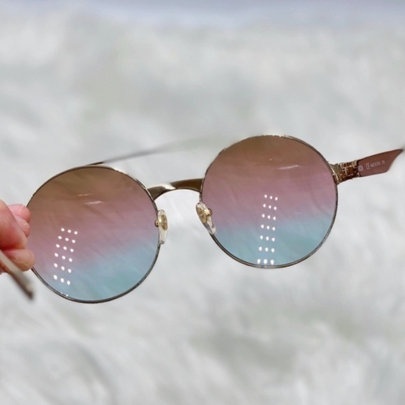 New MCM 124S 728 Gold Brown Rose Azure Round Sunglasses Made in Italy 58mm main image 9